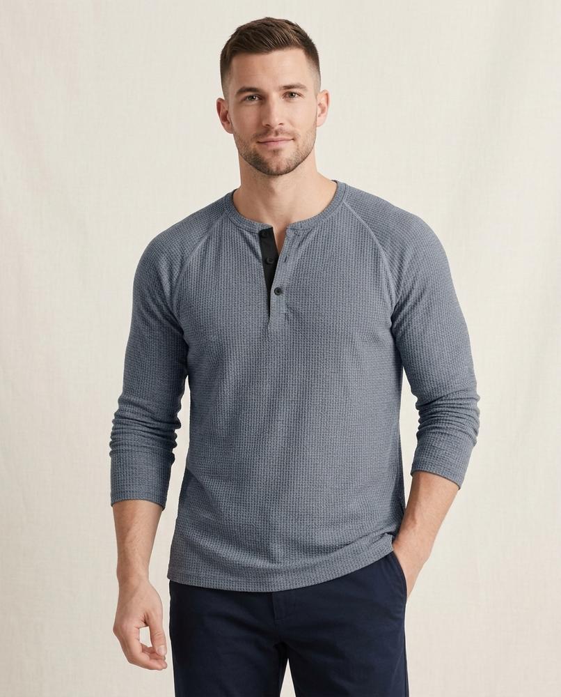 Lands Fashion - Zalek | Waffle-Knit Button-Placket Shirt Men