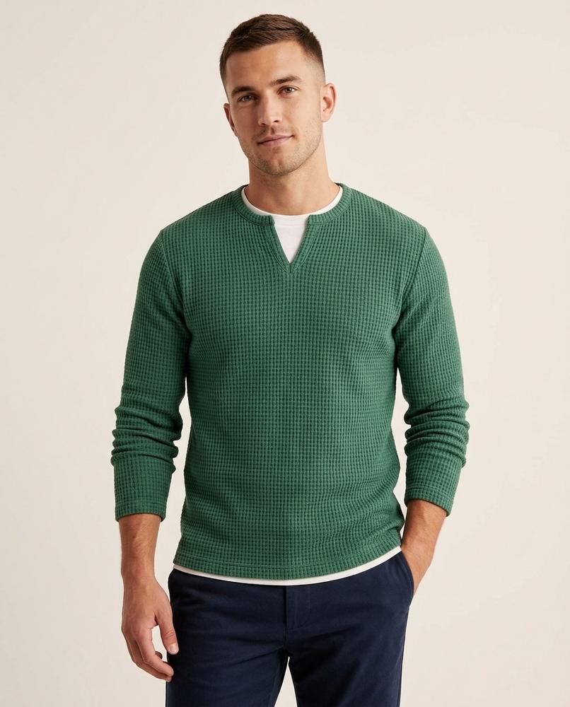 Lands Fashion - Aalet | Waffle-Knit V-Notch Sweater Men