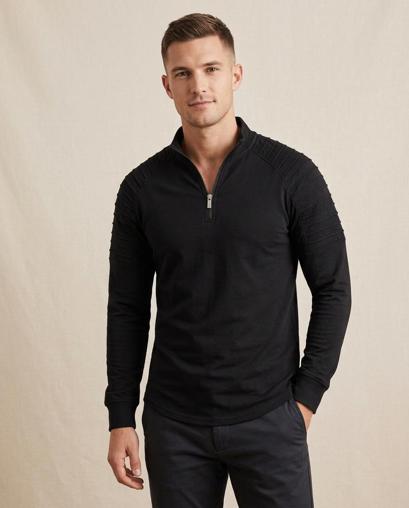 Lands Fashion - Lumiv | Quarter-Zip Ribbed-Panel Sweatshirt Men