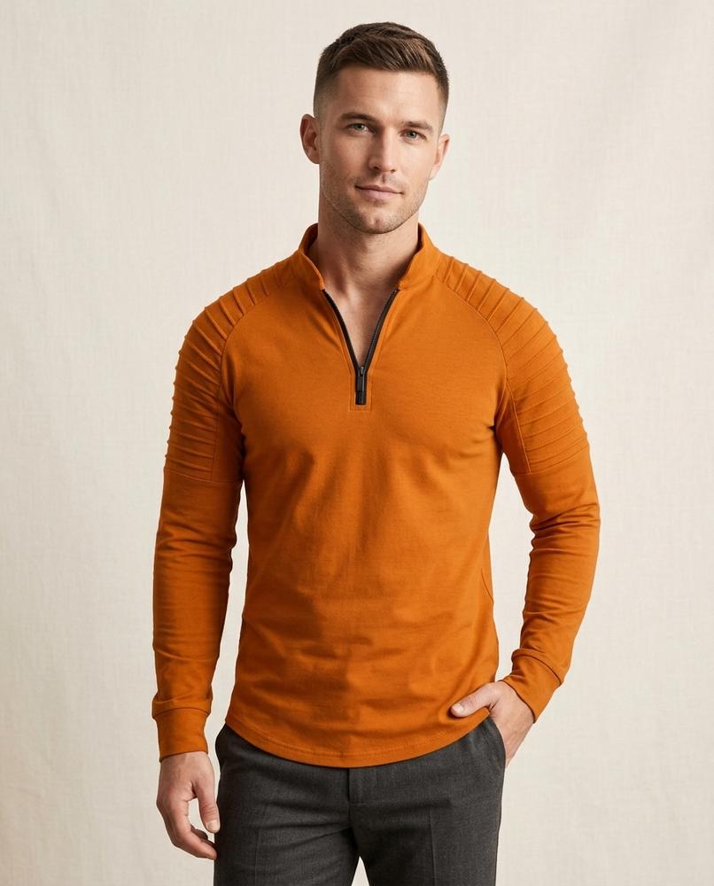 Lands Fashion - Lumiv | Quarter-Zip Ribbed-Panel Sweatshirt Men