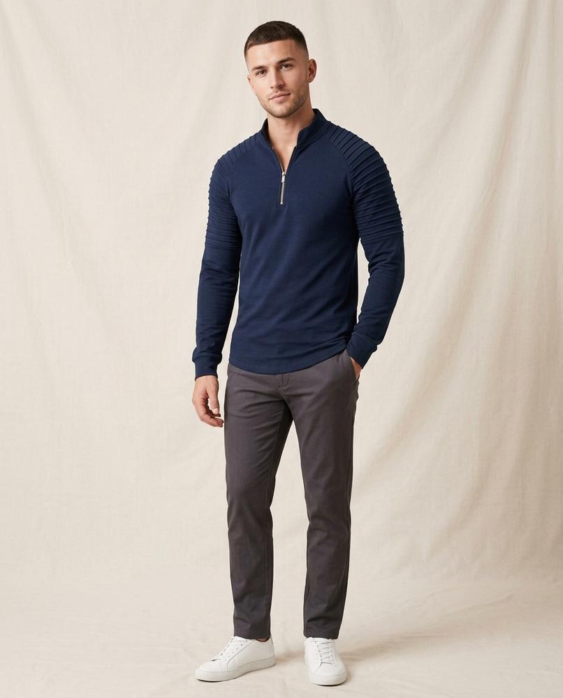 Lands Fashion - Lumiv | Quarter-Zip Ribbed-Panel Sweatshirt Men
