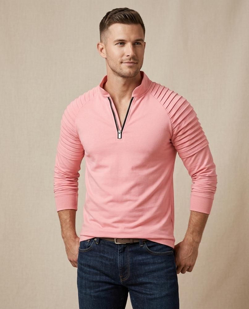 Lands Fashion - Lumiv | Quarter-Zip Ribbed-Panel Sweatshirt Men