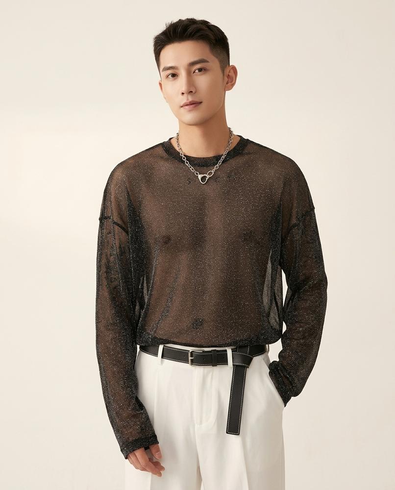 Lands Fashion - Eofet | Sheer Glitter Shirt Men