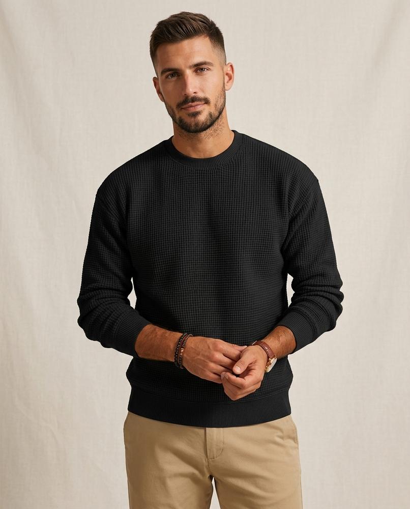 Lands Fashion - Eozir | Waffle-Knit Crewneck Sweater Men