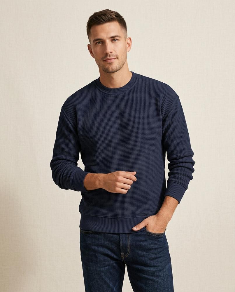 Lands Fashion - Eozir | Waffle-Knit Crewneck Sweater Men