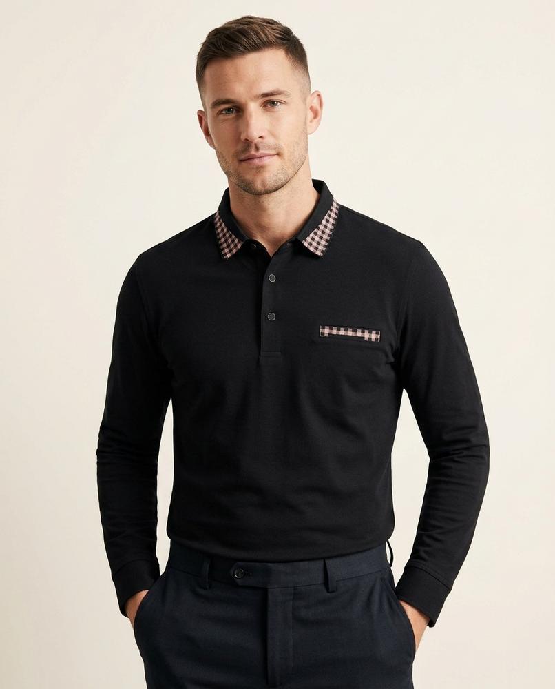 Lands Fashion - Yikut | Long-Sleeved Contrast-Collar Shirt Men