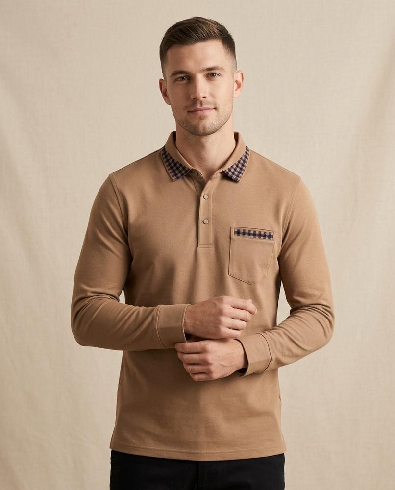 Lands Fashion - Yikut | Long-Sleeved Contrast-Collar Shirt Men