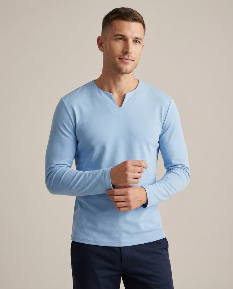 Lands Fashion - Luvin | Long-Sleeved Split-Neck T-Shirt Men
