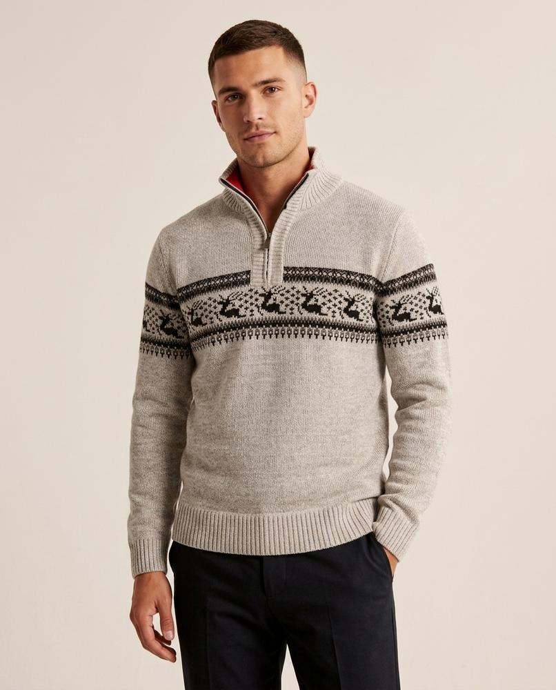 Lands Fashion - Marel | Half-Zip Patterned Sweater Men