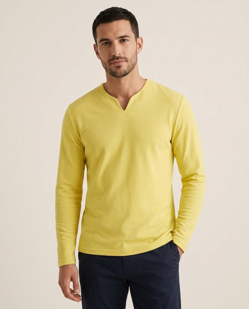 Lands Fashion - Luvin | Long-Sleeved Split-Neck T-Shirt Men