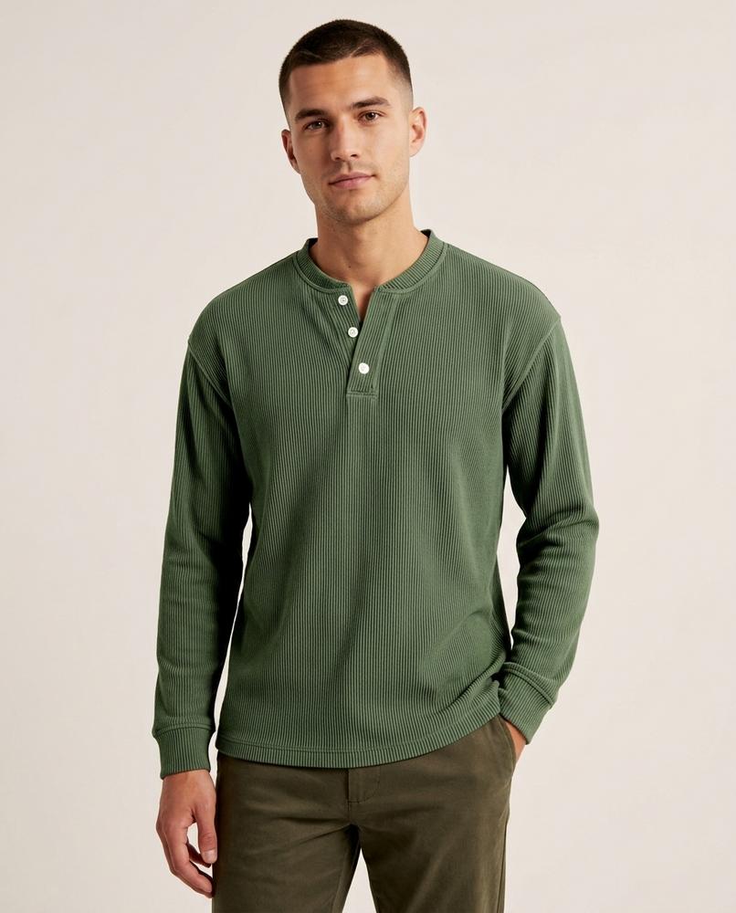 Lands Fashion - Nitok | Ribbed Henley Sweater Men