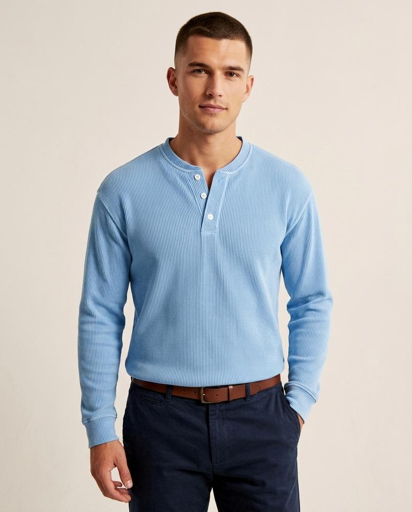 Lands Fashion - Nitok | Ribbed Henley Sweater Men