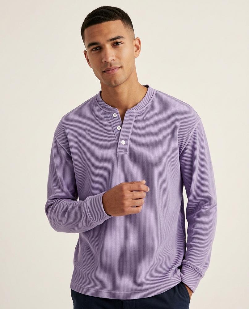Lands Fashion - Nitok | Ribbed Henley Sweater Men