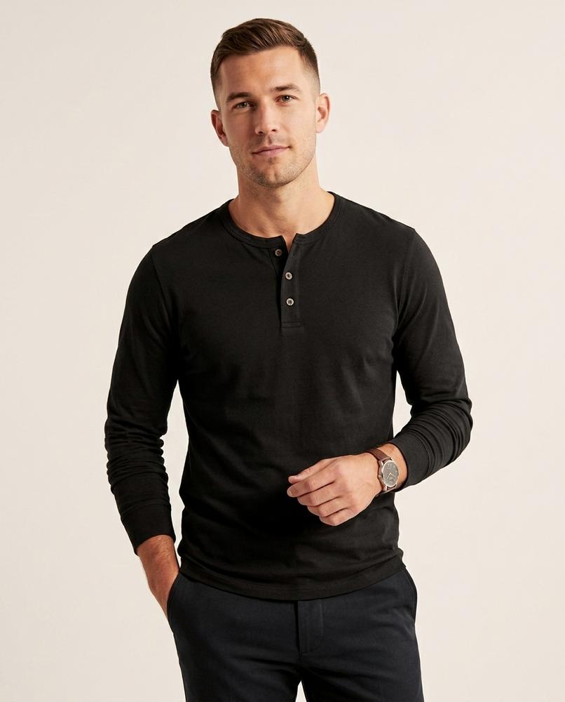 Lands Fashion - Vizuk | Long-Sleeved Button-Placket T-Shirt Men