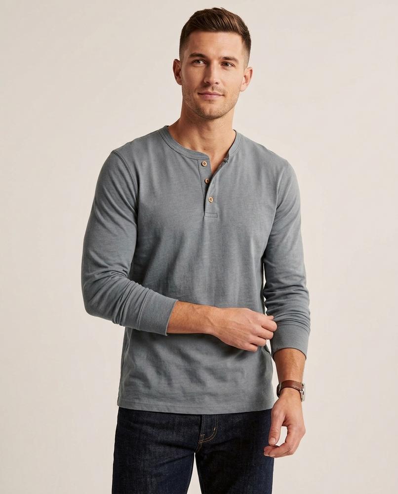 Lands Fashion - Vizuk | Long-Sleeved Button-Placket T-Shirt Men