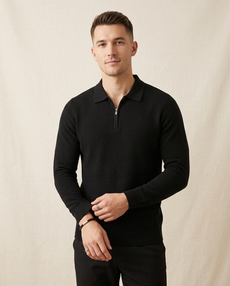Lands Fashion - Rohuv | Zip-Neck Textured Sweater Men