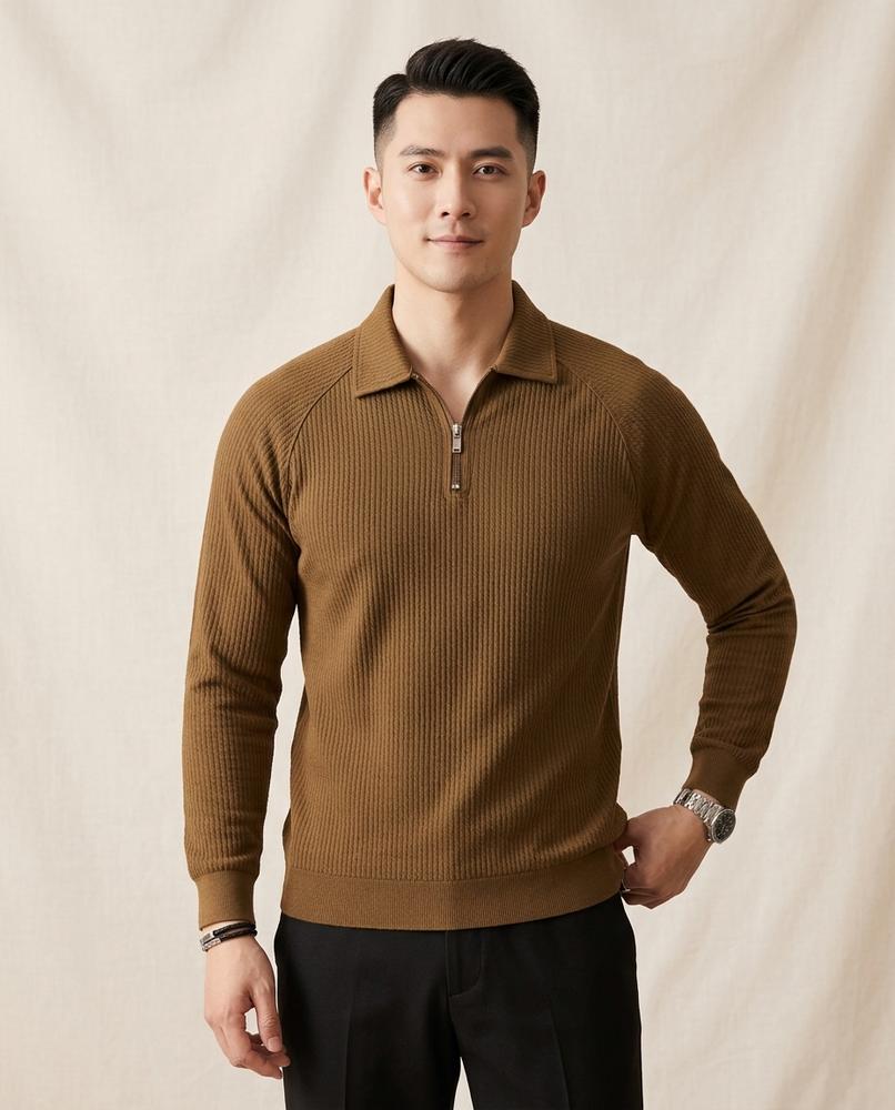 Lands Fashion - Rohuv | Zip-Neck Textured Sweater Men
