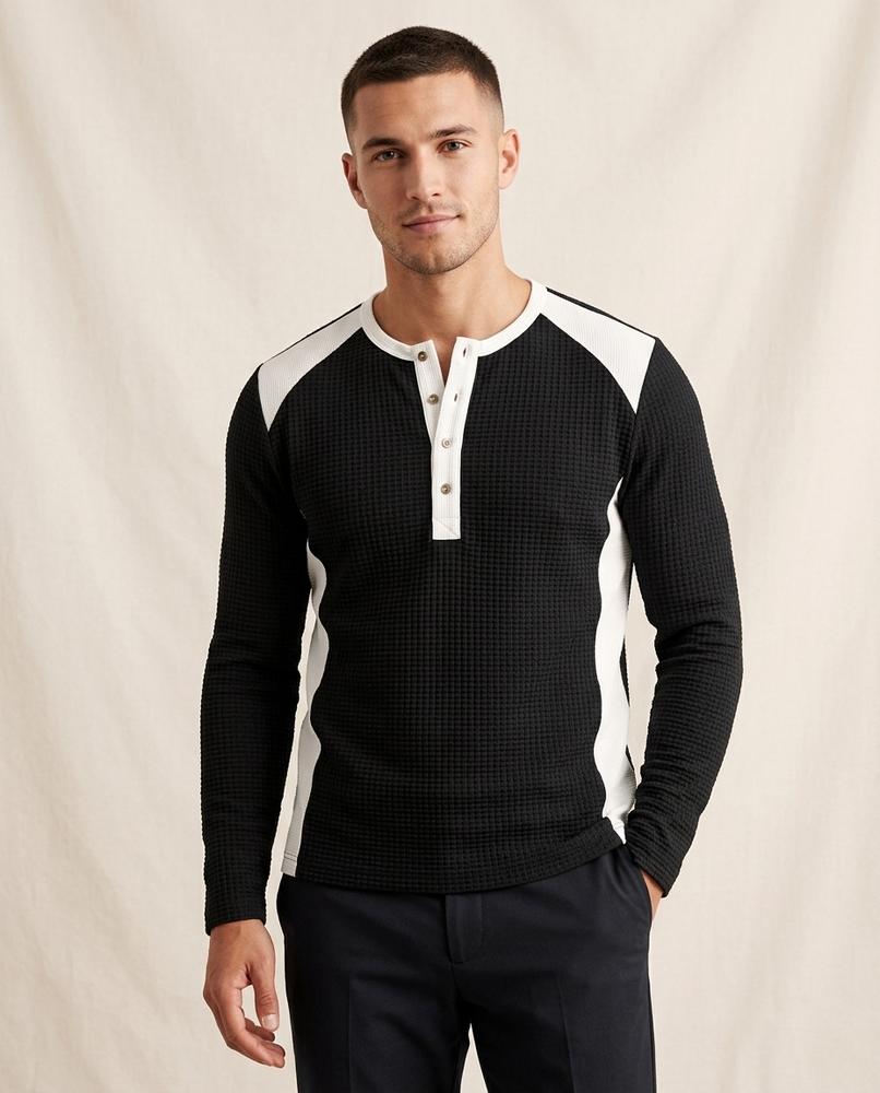 Lands Fashion - Kevil | Waffle-Knit Color-Block Shirt Men