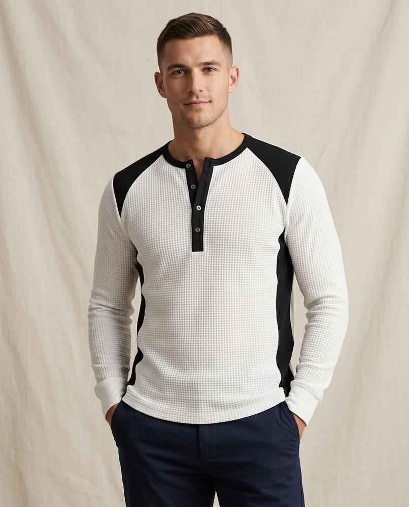 Lands Fashion - Kevil | Waffle-Knit Color-Block Shirt Men