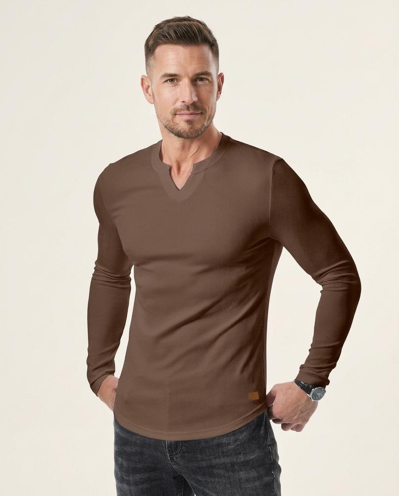 Lands Fashion - Depes | Ribbed Split-Neck Shirt Men
