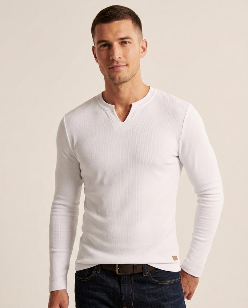 Lands Fashion - Depes | Ribbed Split-Neck Shirt Men