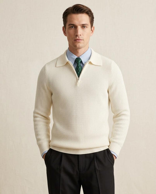 Lands Fashion - Aetad | Ribbed Zip-Neck Sweater Men
