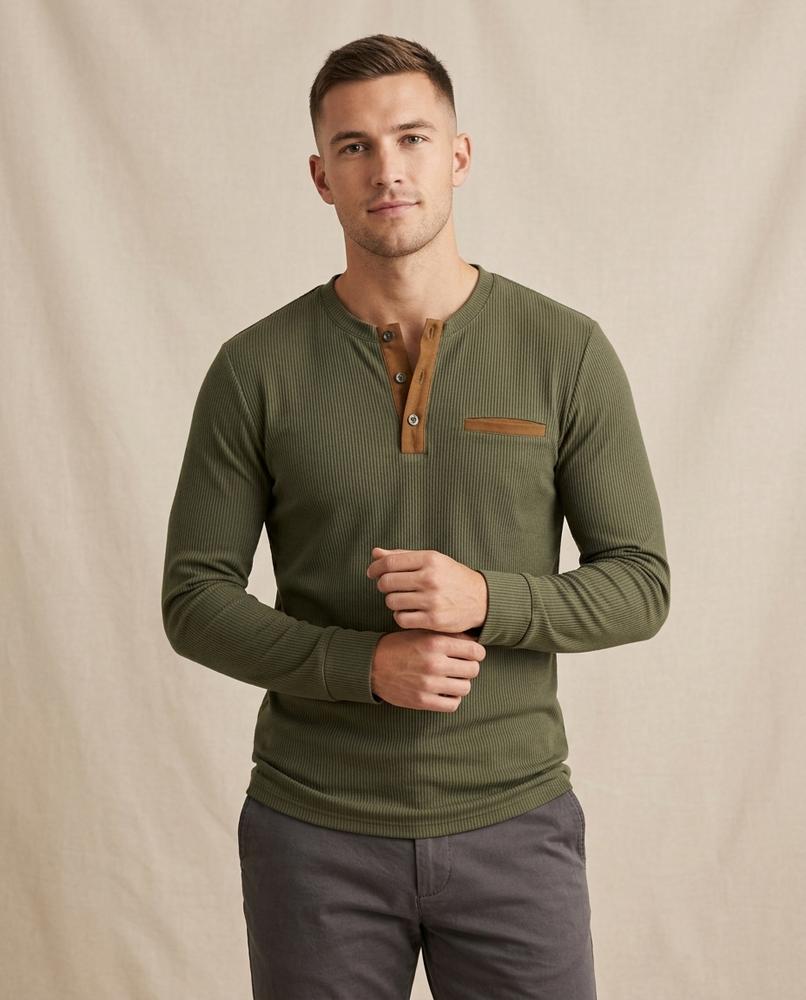 Lands Fashion - Vepum | Ribbed Henley-Style Shirt Men