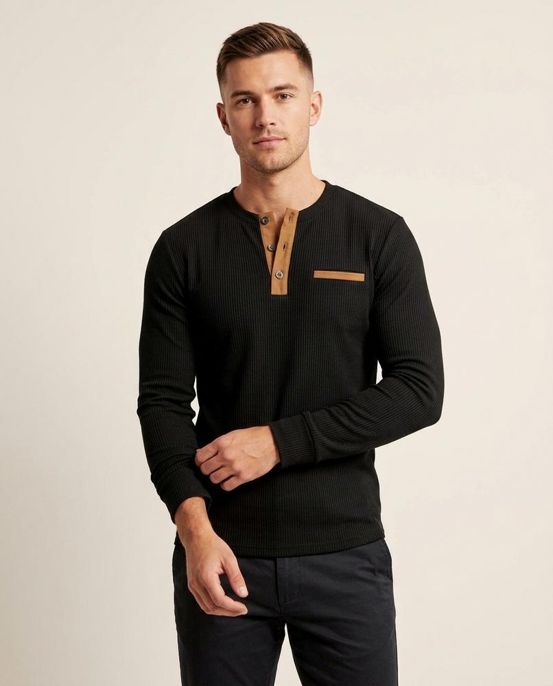 Lands Fashion - Vepum | Ribbed Henley-Style Shirt Men