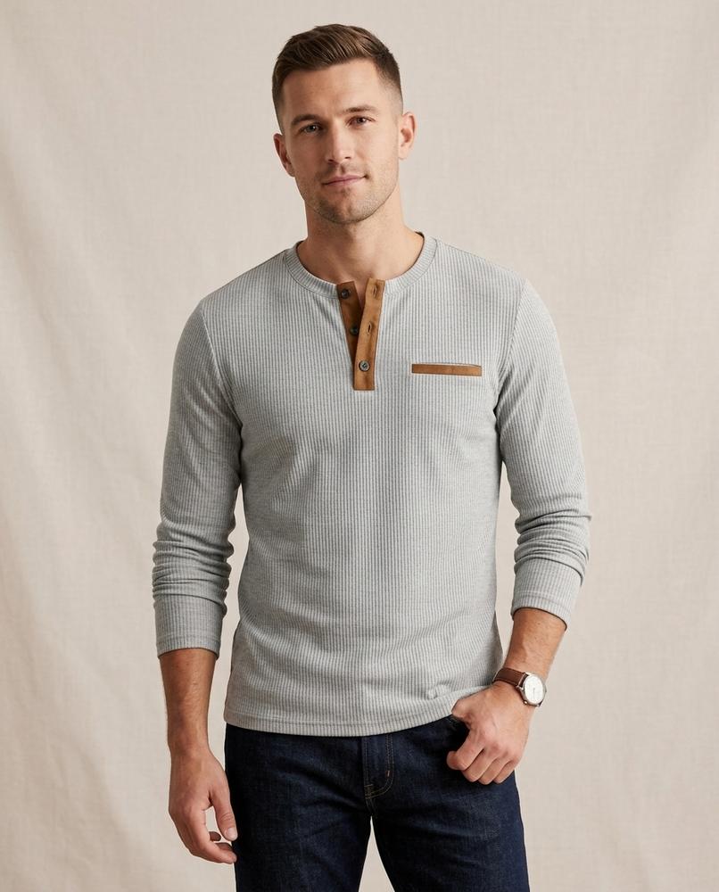 Lands Fashion - Vepum | Ribbed Henley-Style Shirt Men