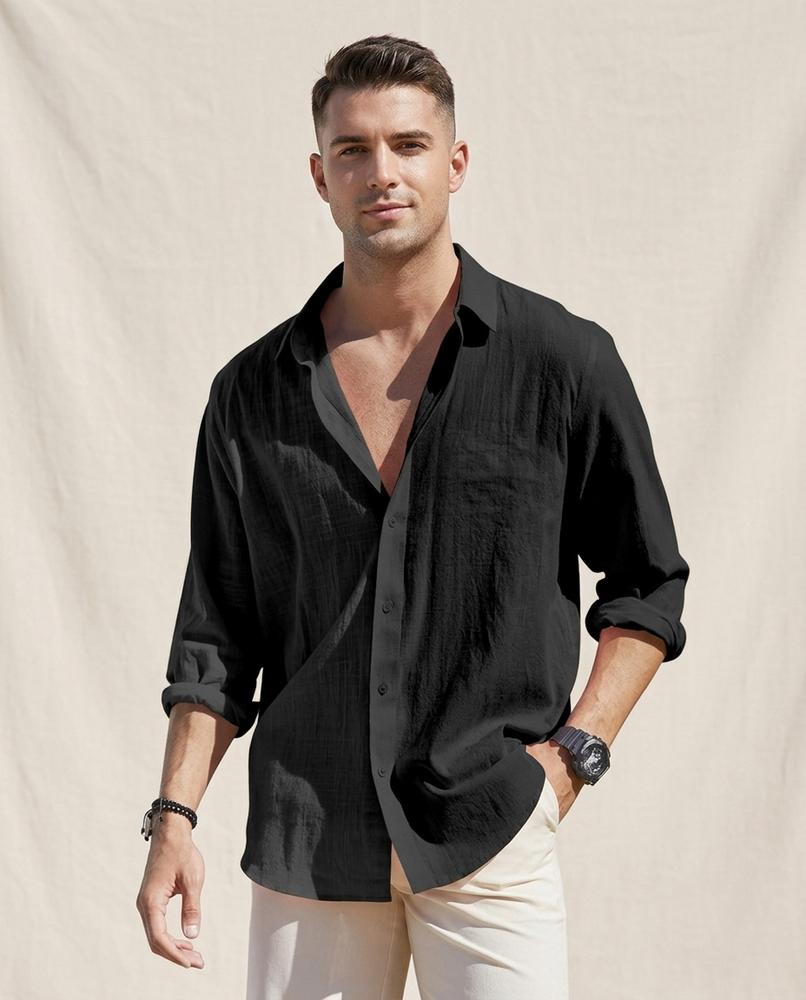 Lands Fashion - Eepul | Linen-Blend Relaxed-Fit Shirt Men