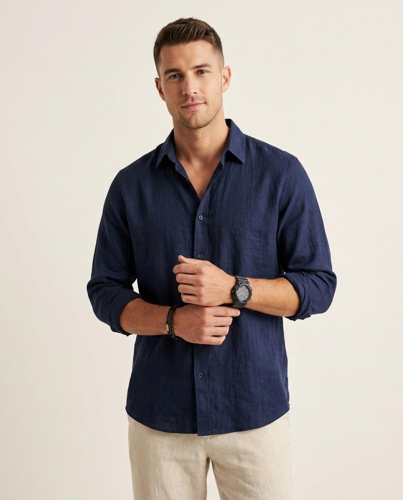 Lands Fashion - Eepul | Linen-Blend Relaxed-Fit Shirt Men
