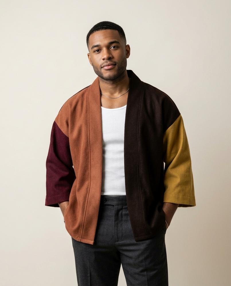 Lands Fashion - Zokav | Color-Block Open-Front Jacket Men