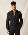 Lands Fashion - Ailul | Lace-Paneled Slim-Fit Shirt Men