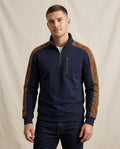 Lands Fashion - Dinod | Quarter-Zip Suede-Patched Sweatshirt Men