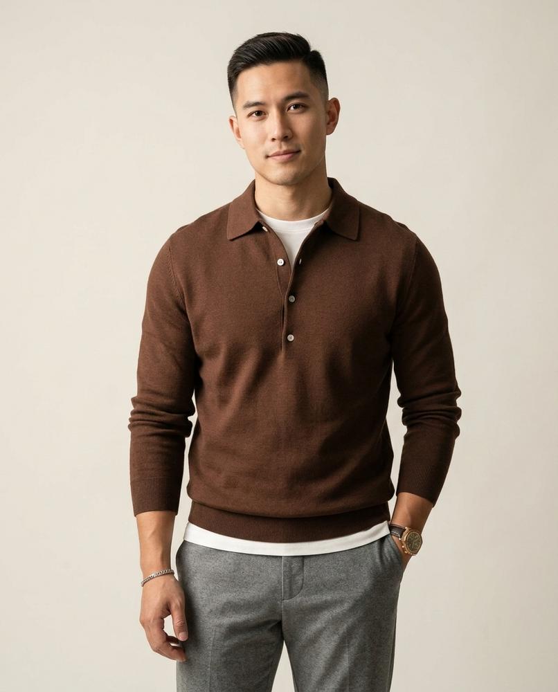 Lands Fashion - Vehuv | Buttoned Fine-Knit Sweater Men