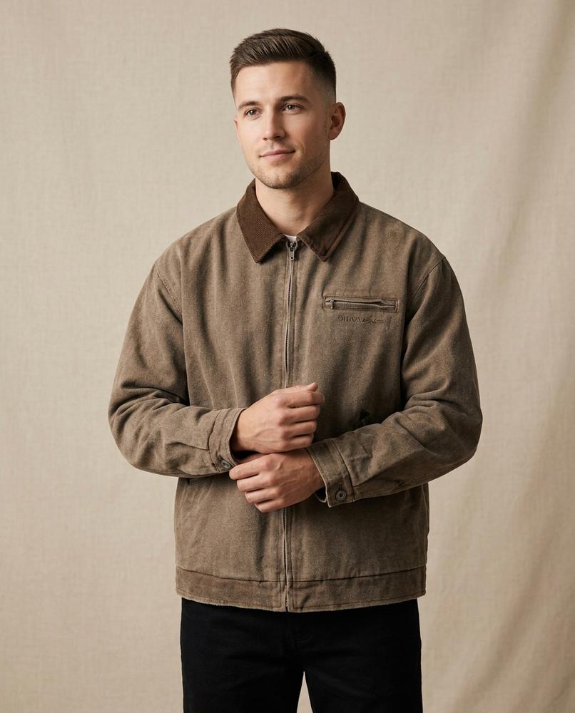 Lands Fashion - Vazal | Washed Corduroy-Collar Jacket Men