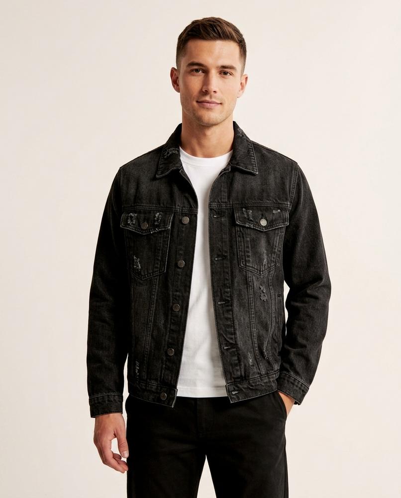 Lands Fashion - Zusos | Distressed Button-Front Denim Jacket Men