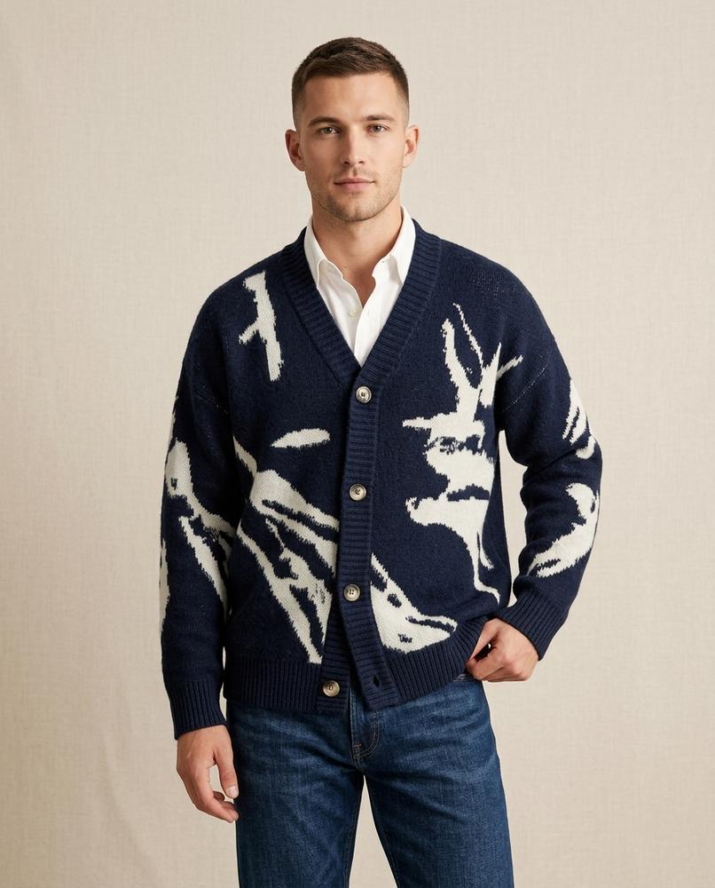 Lands Fashion - Semes | Patterned Button-Front Knit Cardigan Men