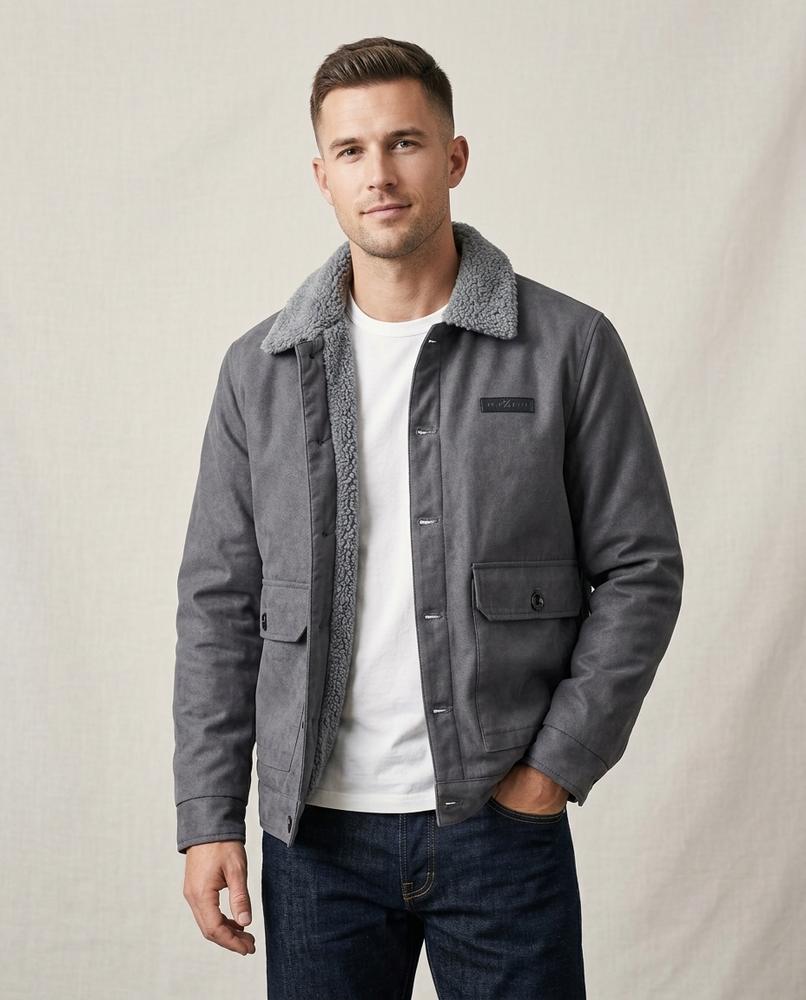 Lands Fashion - Yihod | Fleece-Lined Suede-Effect Jacket Men