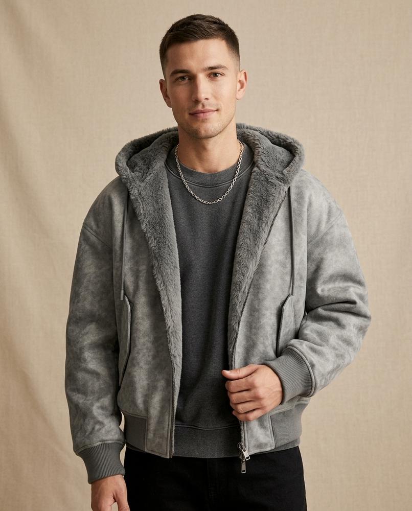 Lands Fashion - Tudos | Faux Fur-Lined Hooded Jacket Men