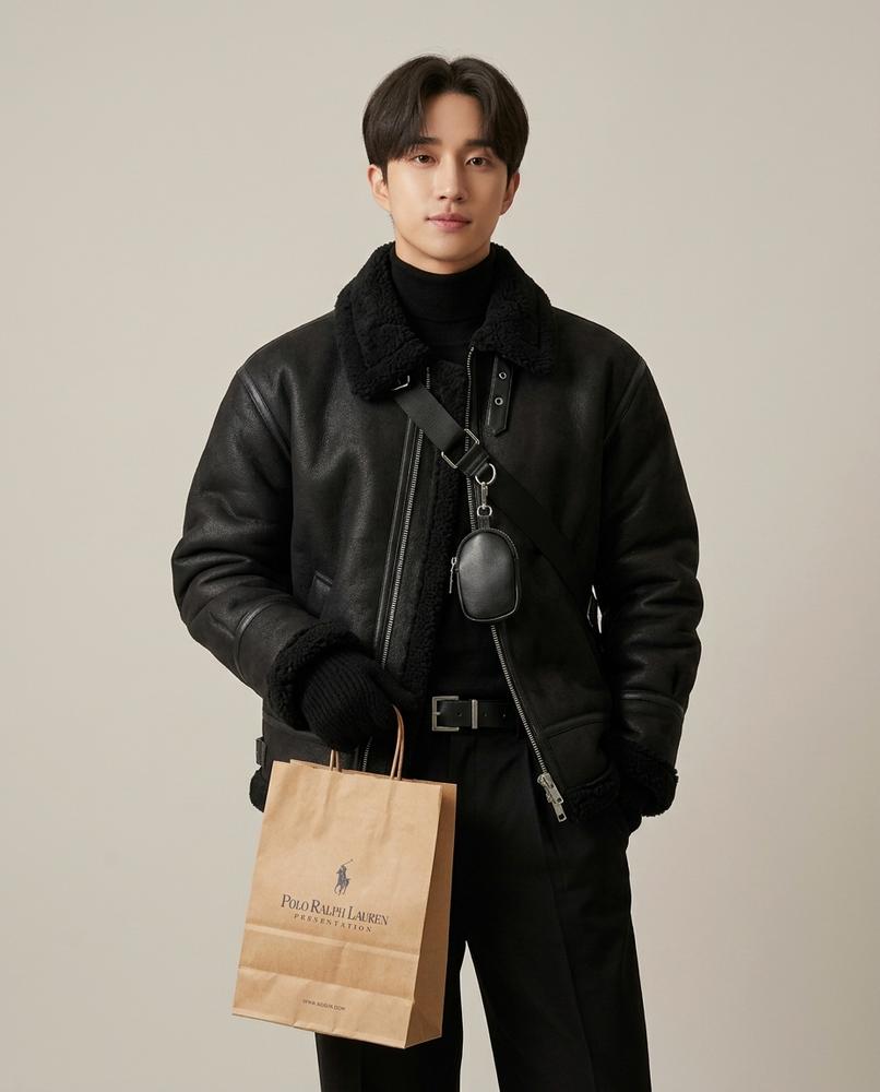 Lands Fashion - Vonal | Shearling-Lined Asymmetrical Jacket Men