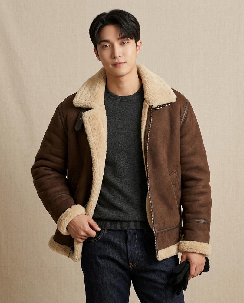 Lands Fashion - Vonal | Shearling-Lined Asymmetrical Jacket Men
