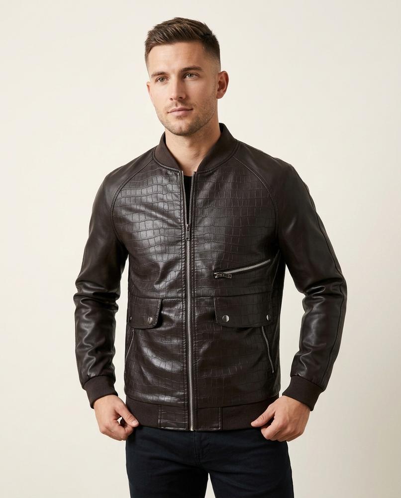 Lands Fashion - Cubor | Embossed Bomber-Style Jacket Men