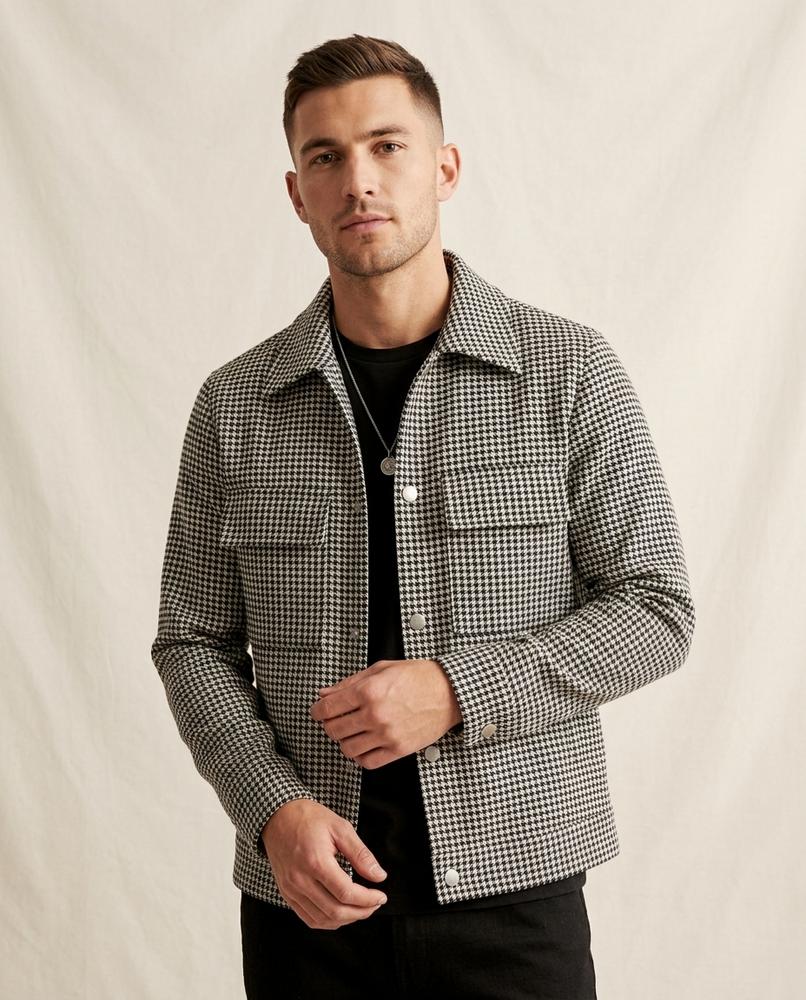 Lands Fashion - Rudir | Houndstooth Snap-Button Jacket Men