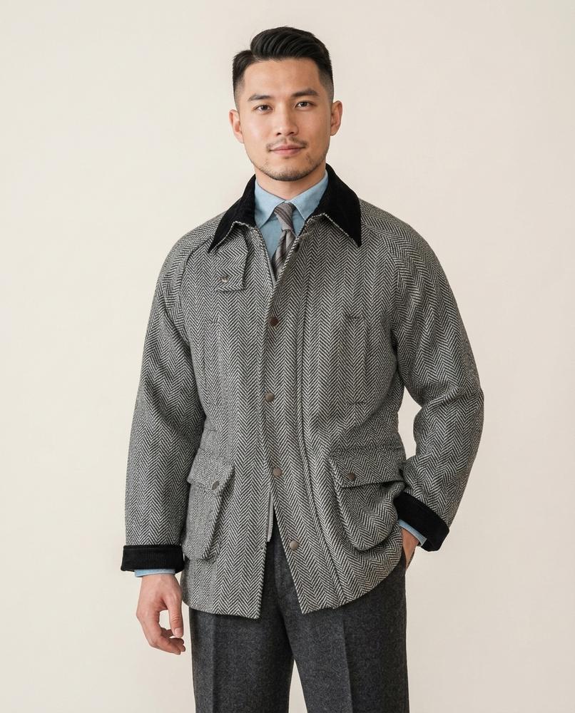 Lands Fashion - Aibus | Herringbone Buttoned Jacket Men