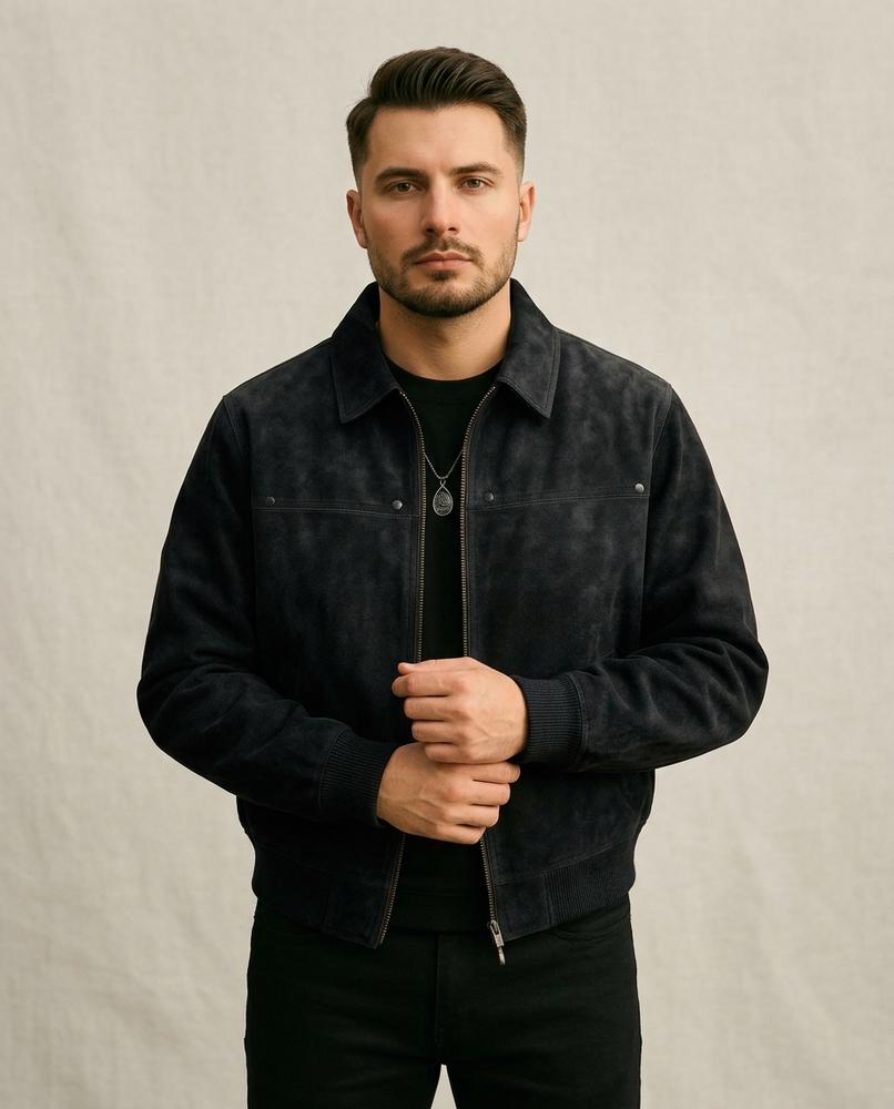 Lands Fashion - Ribin | Suede-Look Zip-Up Jacket Men