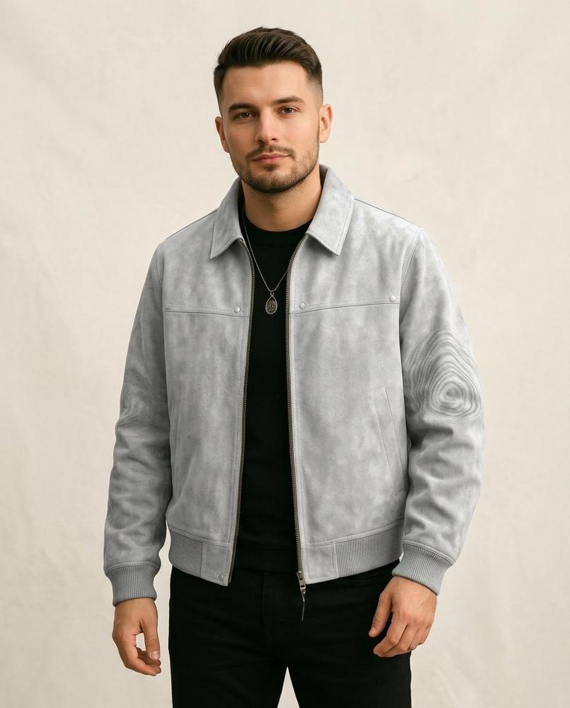 Lands Fashion - Ribin | Suede-Look Zip-Up Jacket Men