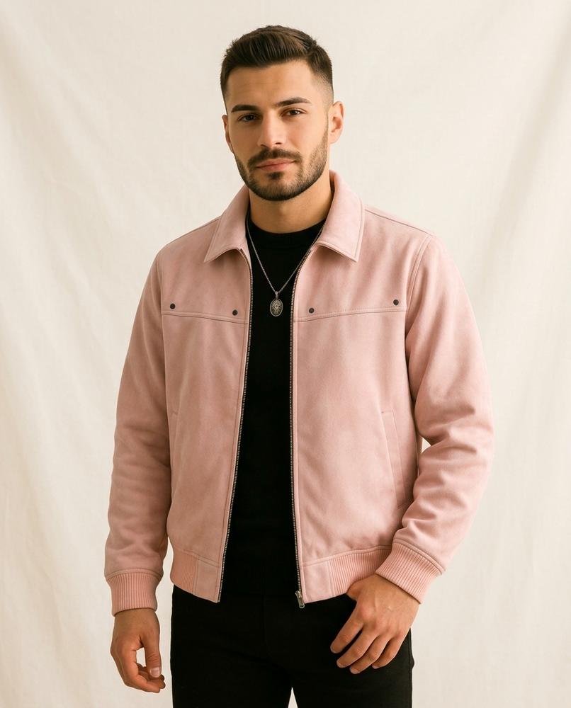 Lands Fashion - Ribin | Suede-Look Zip-Up Jacket Men