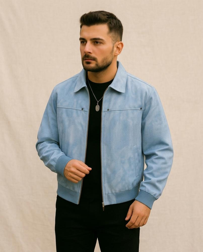 Lands Fashion - Ribin | Suede-Look Zip-Up Jacket Men