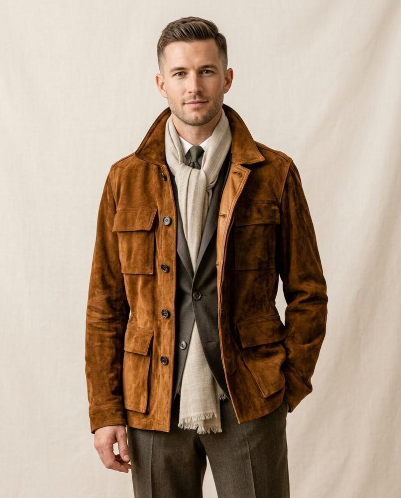 Lands Fashion - Eolol | Sueded Button-Front Jacket Men